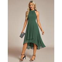 ever POSIE|Midi Halter Neck Chiffon Wedding Guest Dress with Sleeveless and A-Line | Ever Pretty Garment Inc