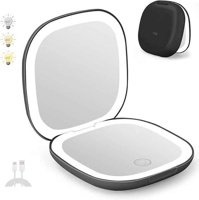 Infitrans Rechargeable Pocket Mirror, 1X/5X Magnification LED Compact Travel Makeup Mirror with L... | Amazon (US)