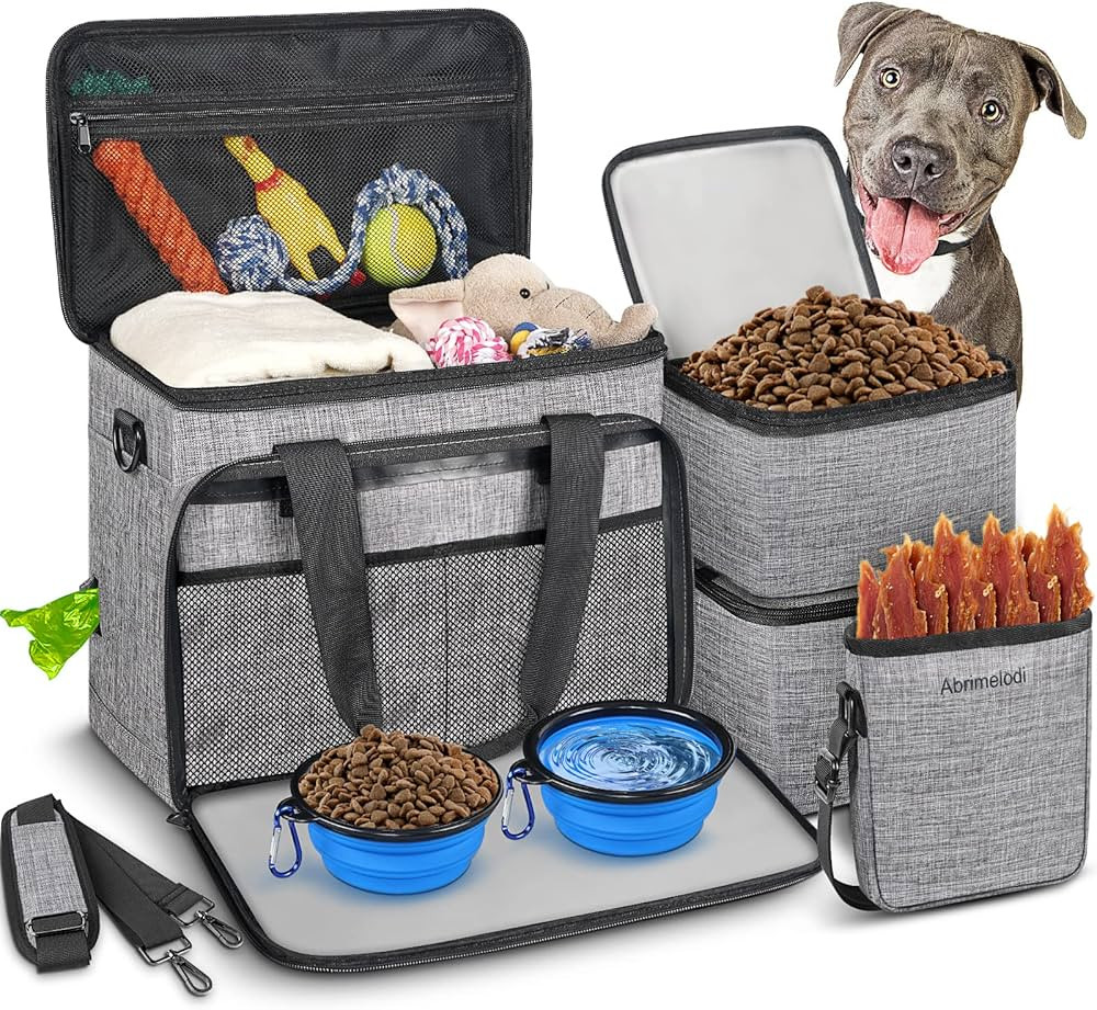 6 Set Dog Travel Bag, Large Pet Travel Kit for Supplies Includes 2 Food Containers, 1 Travel Orga... | Amazon (US)