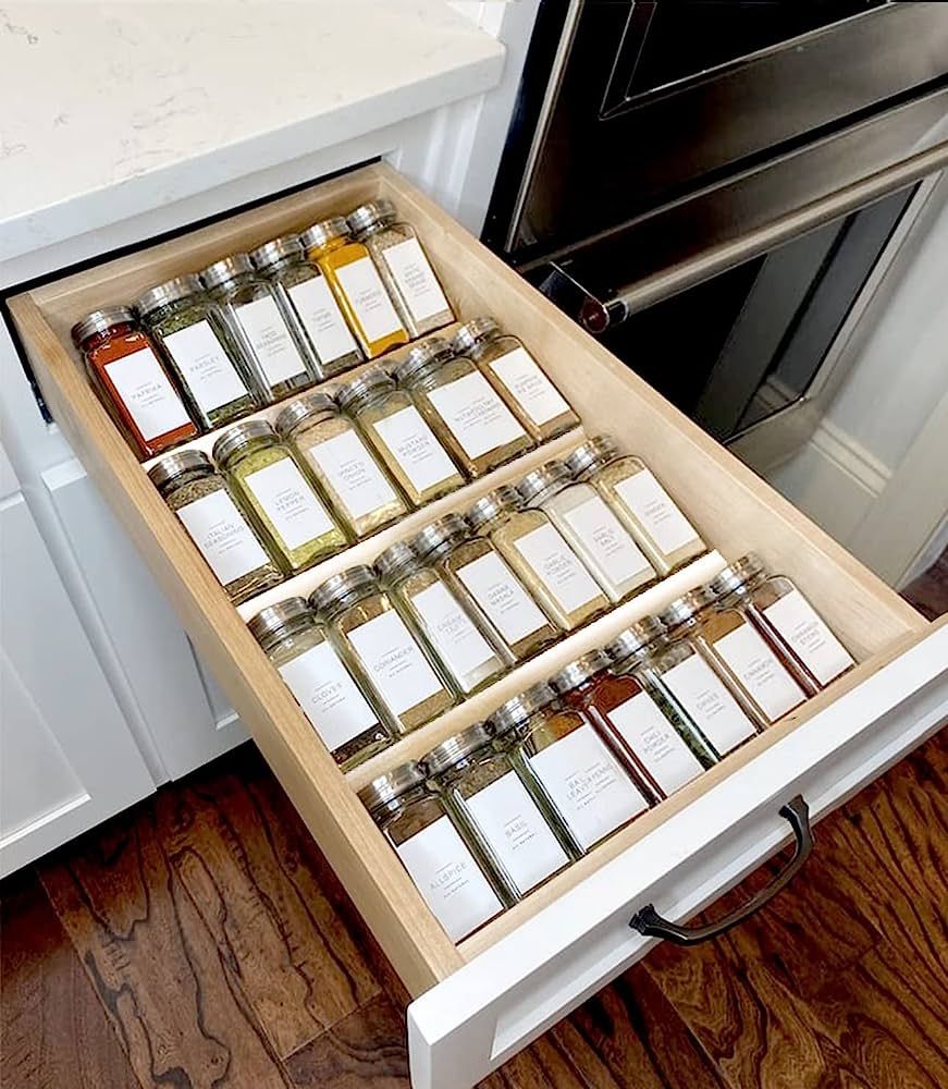 Clear Acrylic Spice Drawer Organizer, 4 Tier Seasoning Jars Drawers Insert, Kitchen Spice Rack Tr... | Amazon (US)