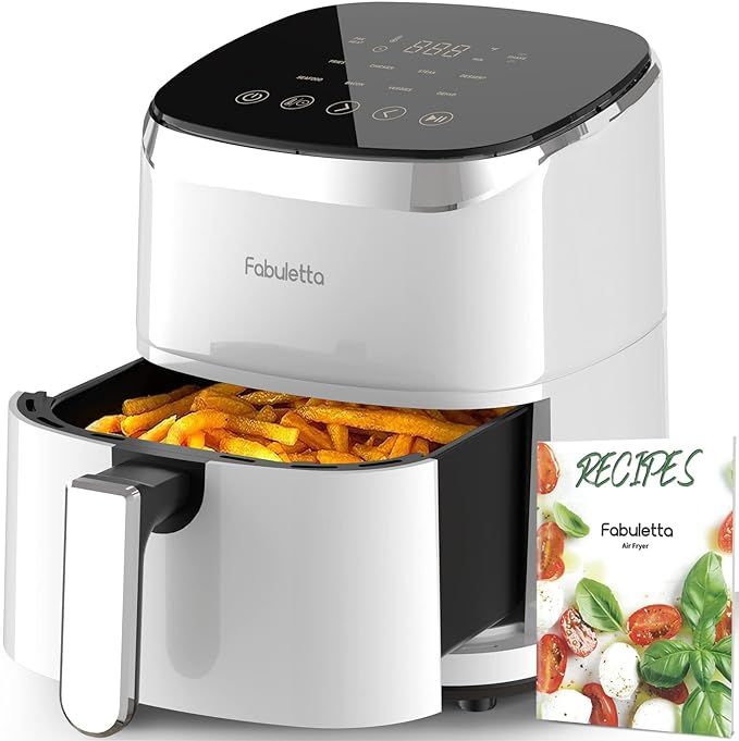 White Air Fryers 4 Qt, Fabuletta 1550W 9 Preset Cookings Air Fryer Oilless Cooker, Shake Reminder... | Amazon (US)