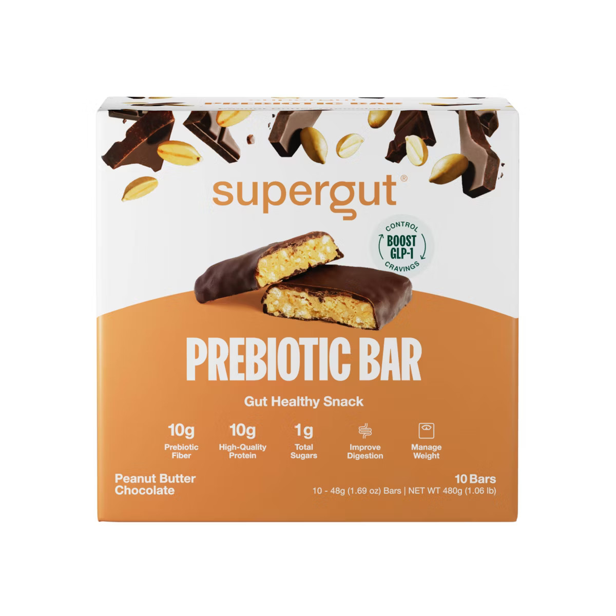 Supergut Prebiotic Bars for GLP-1 Craving Control & Digestive Health - Peanut Butter Chocolate - ... | Target