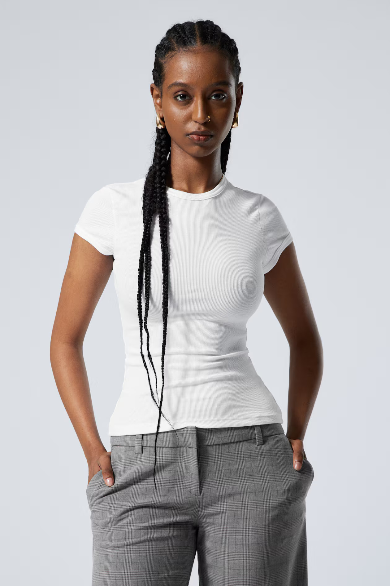 Slim-Fit-T-Shirt aus gerippter Baumwolle - Weiß - Ladies | H&M DE | H&M (DE, AT, CH, NL, FI)