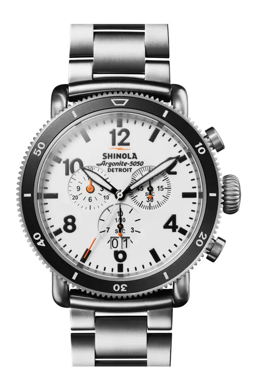 Shinola Runwell Sport White Hurricane Chronograph Watch Gift Set, 48mm at Nordstrom | Nordstrom