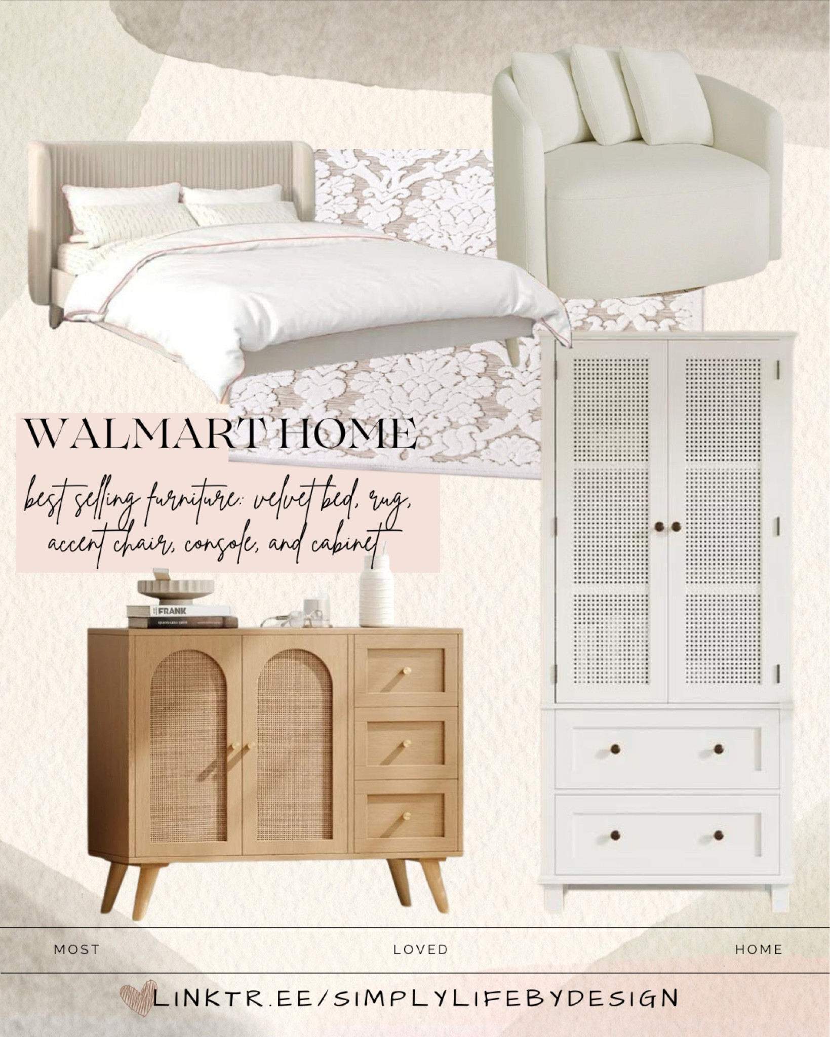 On trend best selling walmart home finds!

Velvet bed
Beautiful chair by Drew Barrymore 
Tall white rattan cabinet on sale 20% off 
Short rattan buffet table 
My Texas house rug 

#LTKSpringSale #LTKsalealert #LTKhome