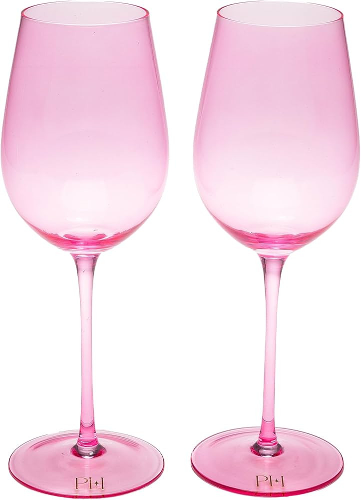 Paris Hilton Wine Glass Set, Handmade Glass Collection in Paris Signature Pink, Perfect for Parti... | Amazon (US)