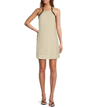 Antonio Melani Cyan Linen Blend Halter Neck Sleeveless A-Line Dress | Dillard's | Dillard's