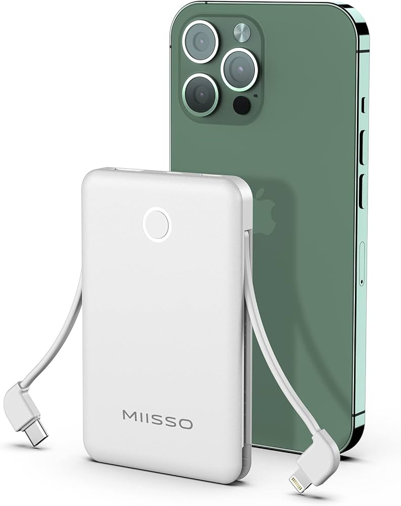 6000mah Ultra Slim Built in Cables Power Bank, Card Size Built in USB C Cords Battery Pack Portab... | Amazon (US)