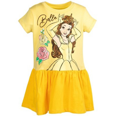 Disney Princess Belle Big Girls French Terry Dress Princess Belle Yellow 14-16 | Target