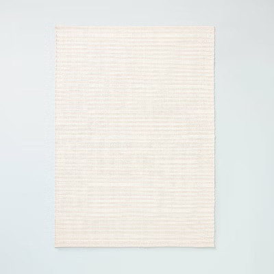 Textured Stripe Indoor/Outdoor Woven Area Rug Beige/Cream - Hearth & Hand™ with Magnolia | Target