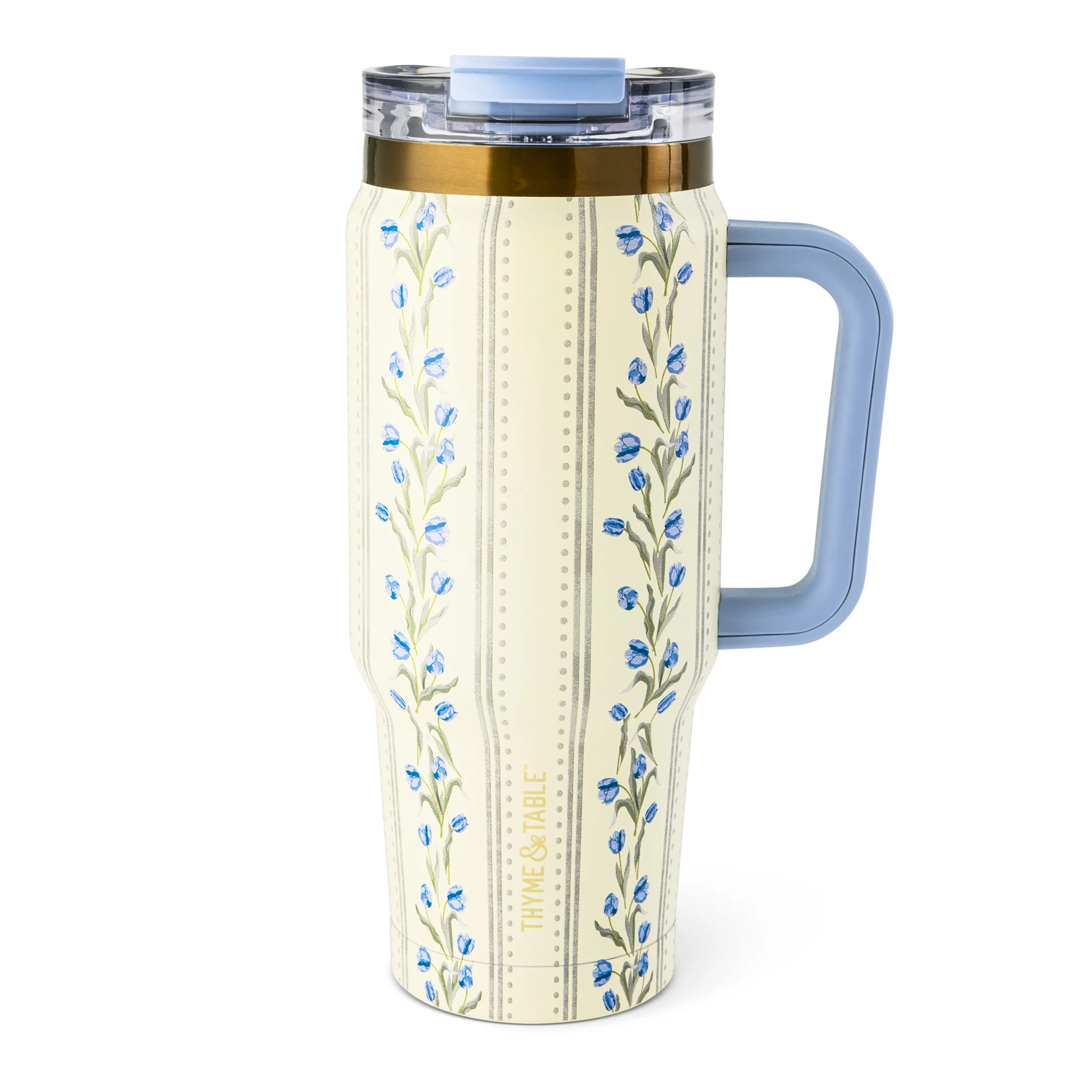 Thyme & Table 32oz Stainless Steel Luna Tumbler with Handle and Dual Straw Lid, Tulip | Walmart (US)