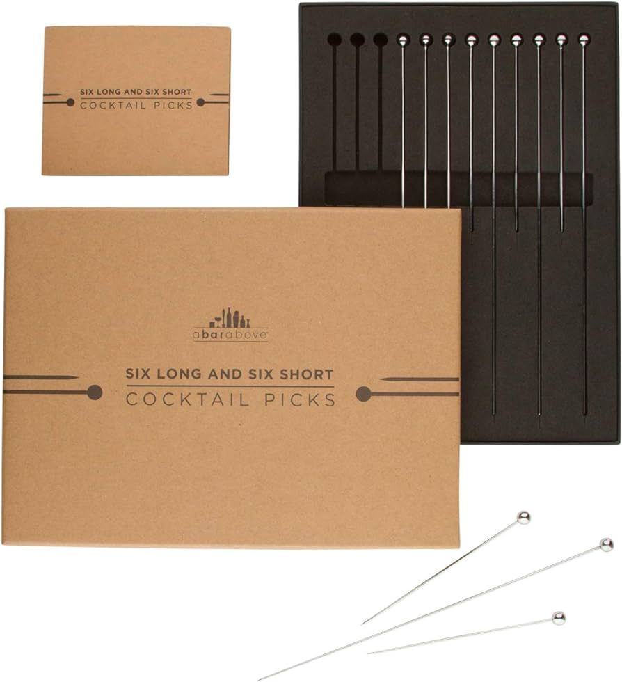 A Bar Above Cocktail Picks Combo – Metal Stir Sticks for Drink Garnish, Bloody Mary Skewers, Sh... | Amazon (US)