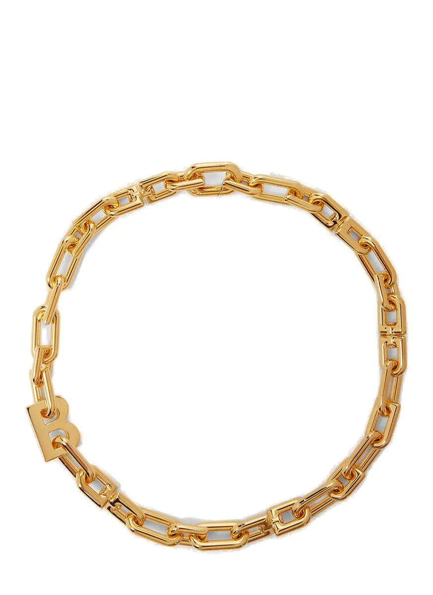 Balenciaga Chain-Link Logo Engraved Necklace | Cettire Global