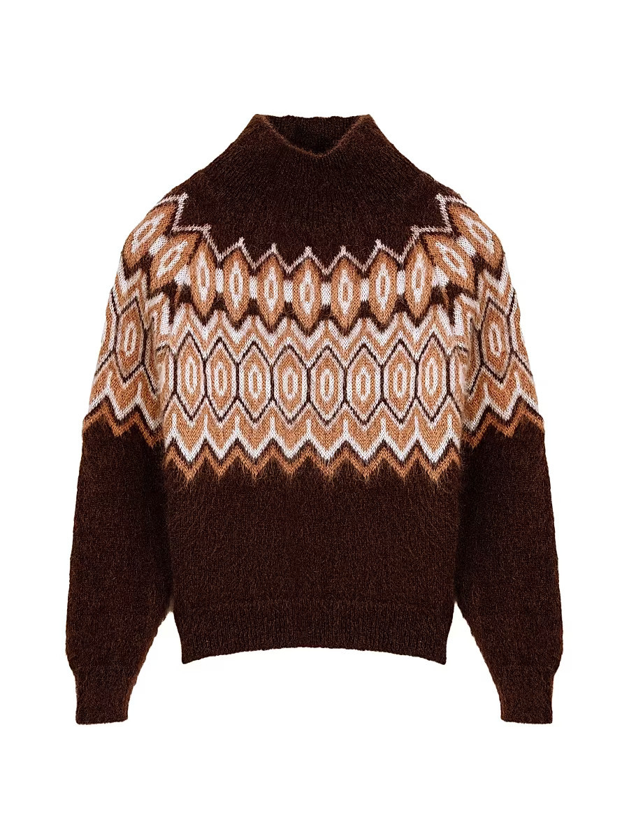 Women's Fair Isle High-Neck Jumper - Dark Brown - Size Small | Saks Fifth Avenue