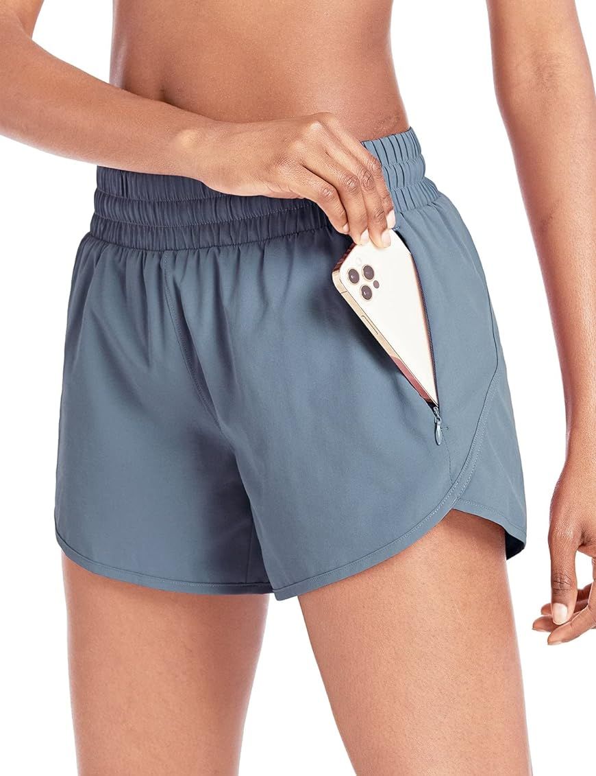 BALEAF Women's 4" Running Athletic Shorts with Liner Zipper Pockets for Workout Gym Sports | Amazon (US)