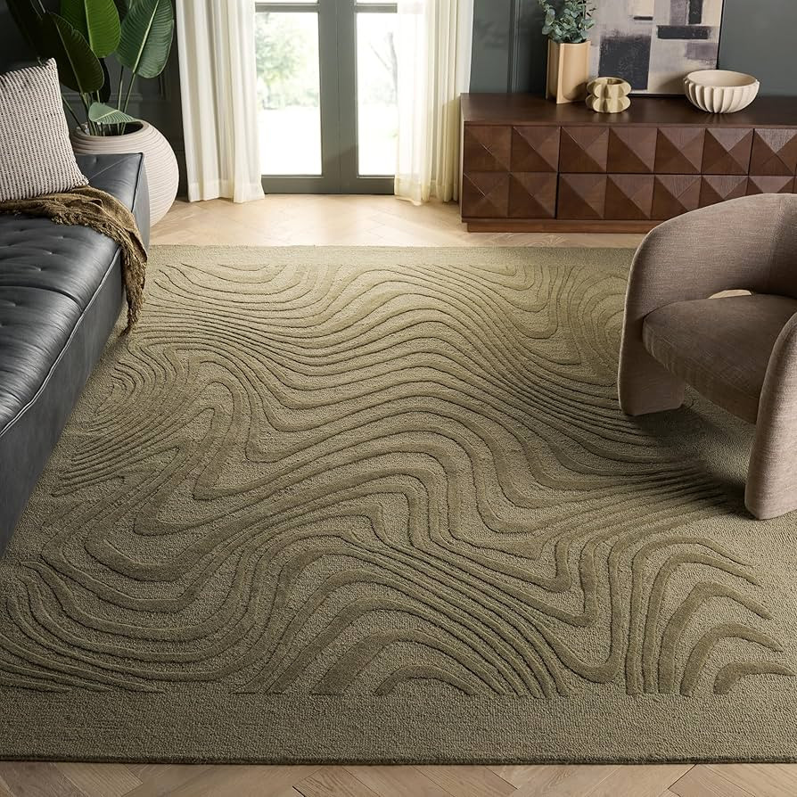 SAFAVIEH Area Rug 8x10 - Ebony Collection - Large - Green, Handmade Wool, Ideal for Living Room, ... | Amazon (US)