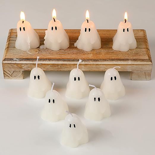 20 Pieces Halloween Ghost Candles Burning Candles Soy Wax Spooky Candle Halloween Decor Candles f... | Amazon (US)