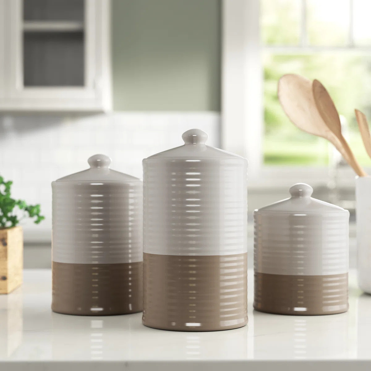 Ceramic / Porcelain Canister - Set of 3 | Wayfair North America