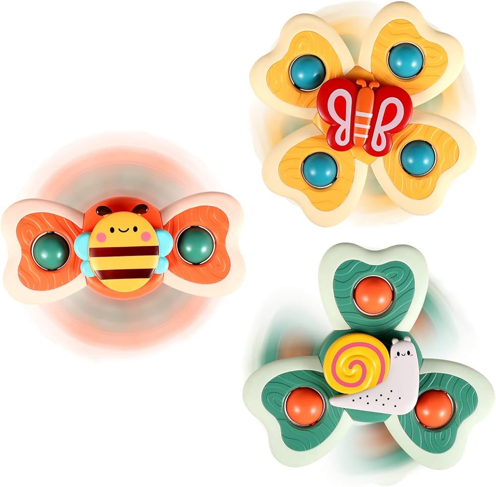 3PCS ALASOU Silicone Suction Cup Spinner Toys for 1 2 Year Old Boy&Girl|Toddler Toys Age 1-2|1 2 ... | Amazon (US)