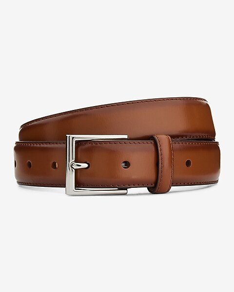 Brown Genuine Leather Prong Buckle Belt | Express