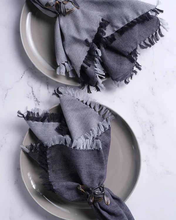Reversible Cotton Fringe Dinner Napkins | TerraKlay