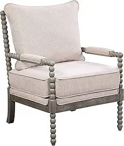 Ave Six Abbott Spindle Accent Chair with Padded Spring Seat and Brushed Grey Base, 26.75" W x 31.... | Amazon (US)