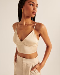 Women's Cropped Satin Top | Women's Tops | Abercrombie.com | Abercrombie & Fitch (US)