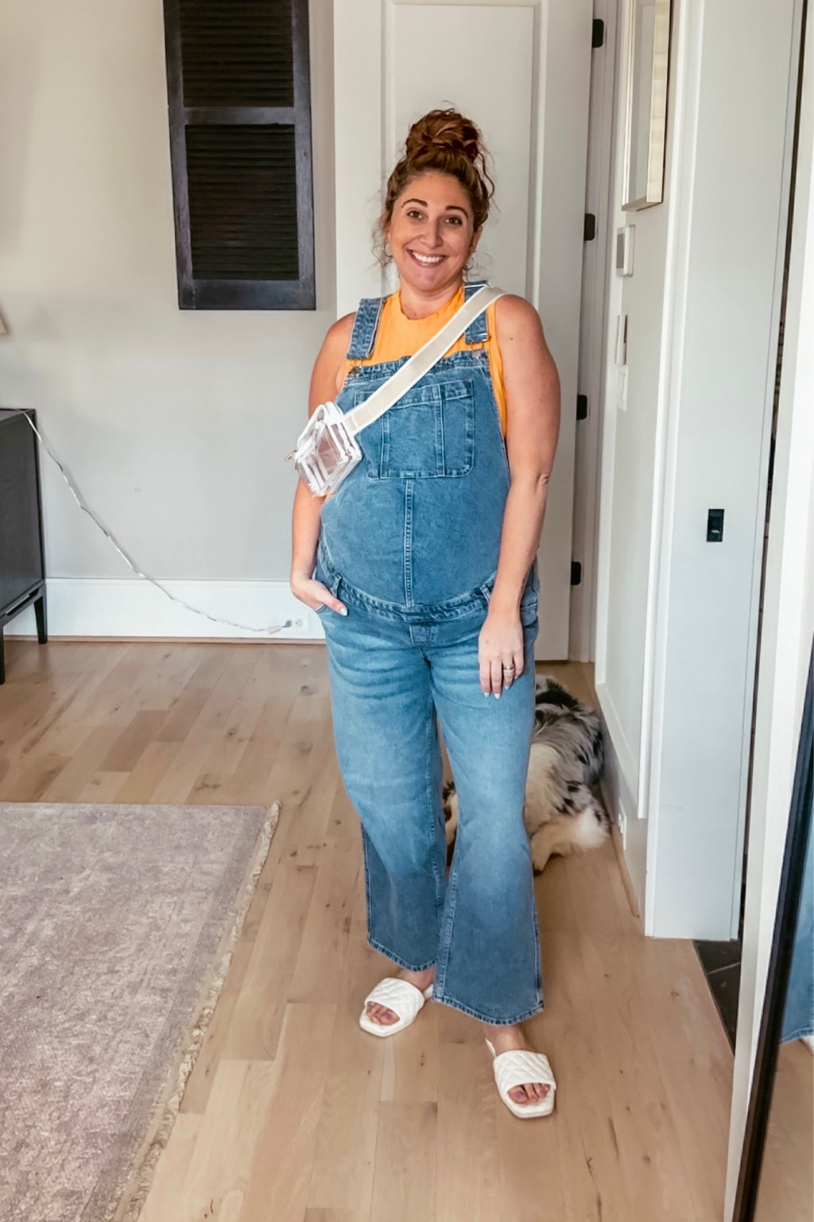 Overalls ootd! 
Maternity overalls 16 / tank L / slides tts

#LTKstyletip #LTKbump