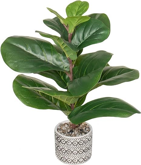 SenseYo Artificial Fiddle Leaf Fig Tree 18" Faux Ficus Lyrata in Pot Natural Fake Tree with 13 Le... | Amazon (US)