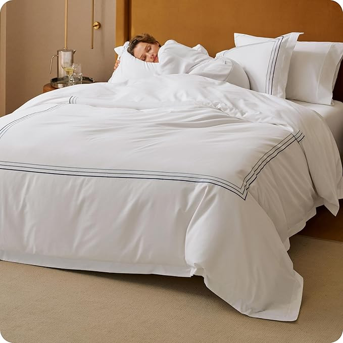 Bedsure 100% Giza Egyptian Cotton Percale Duvet Cover Queen Size, CEA Certified Luxury Hotel Duve... | Amazon (US)