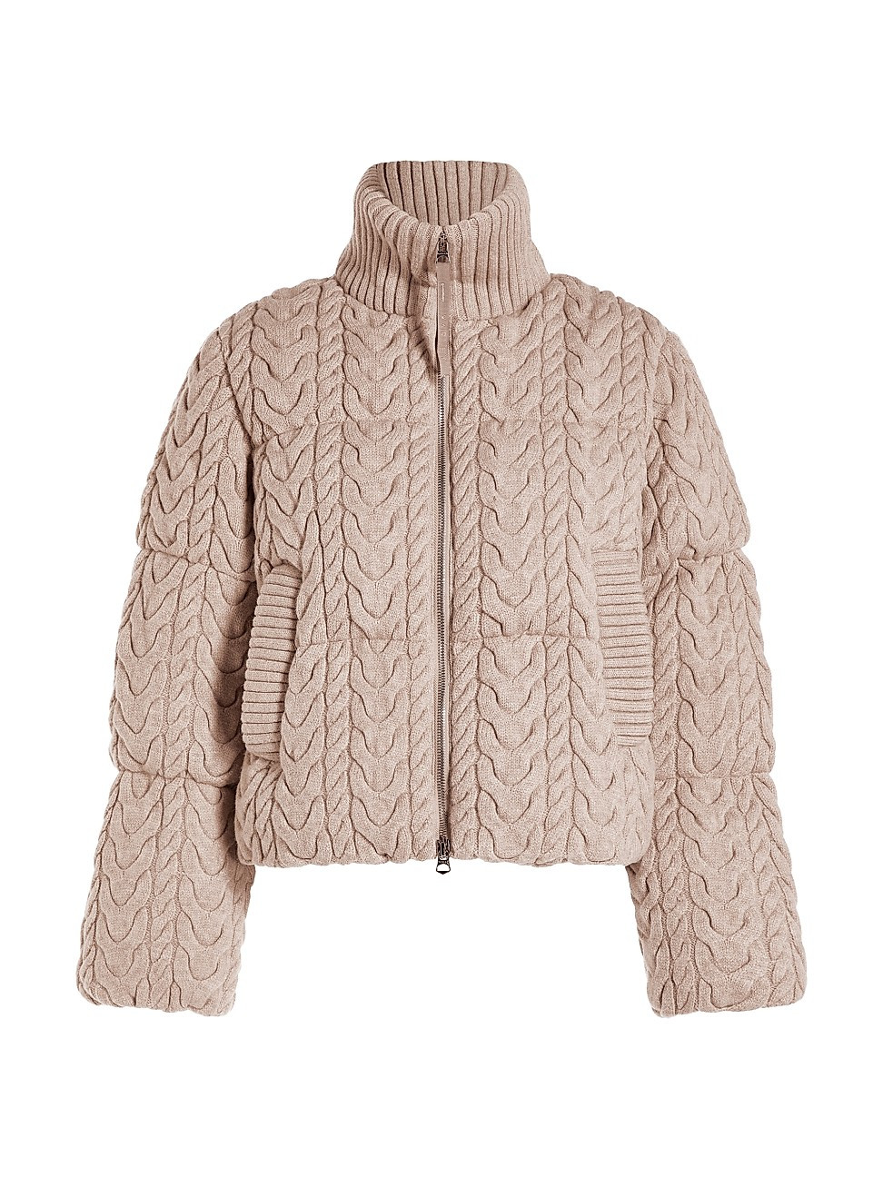 Women's Reggie Cable-Knit Puffer Coat - Light Taupe - Size XXS | Saks Fifth Avenue