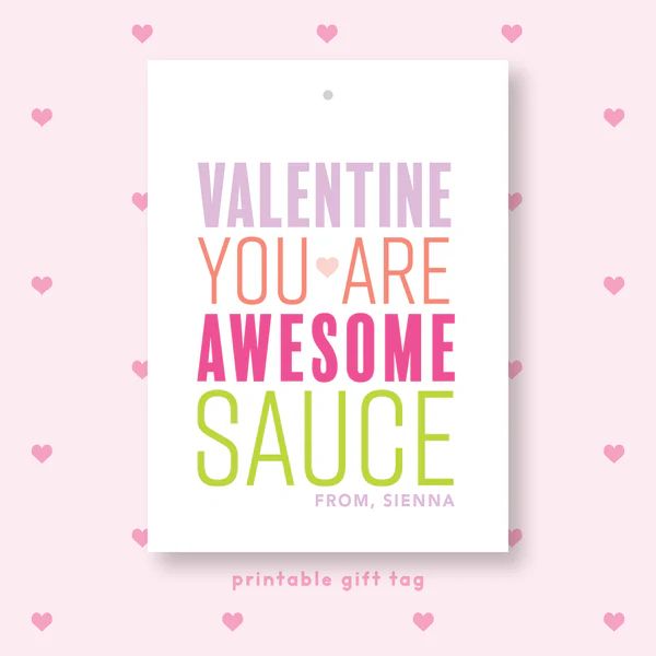 PRINTABLE You are Awesome Sauce Gift Tag Pink | Joy Creative Shop