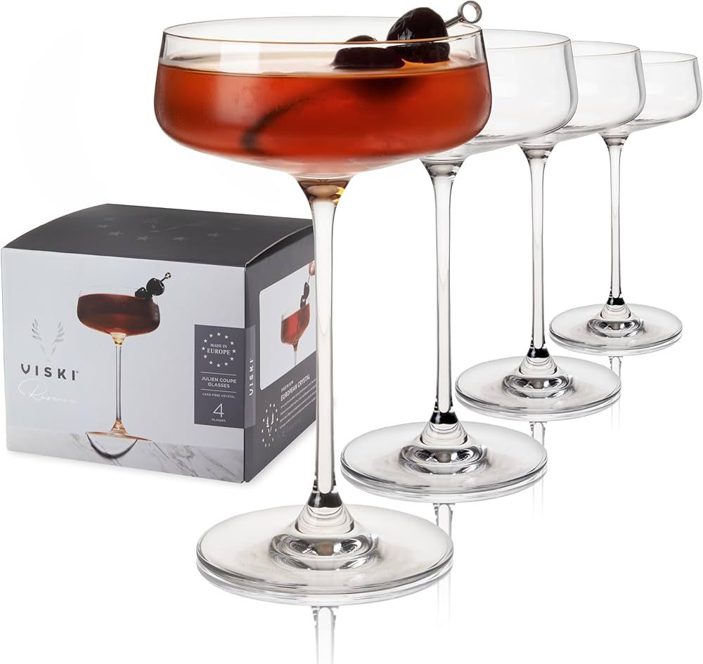 Viski Reserve Julien Coupe Martini, Unique Crystal Drinkware, 10oz. Stemmed Cocktail Glasses Set ... | Amazon (US)