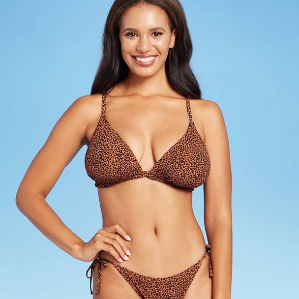 Juniors' Ribbed Triangle Bikini Top - Xhilaration™ Animal Print | Target