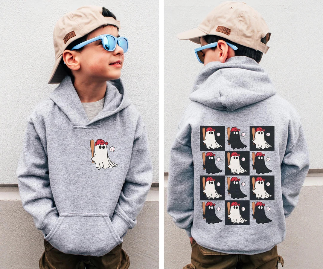 Retro Ghost Baseball Youth Hoodie, Halloween Gifts, Funny Baseball Fall Youth Sweatshirt, Spooky ... | Etsy (US)