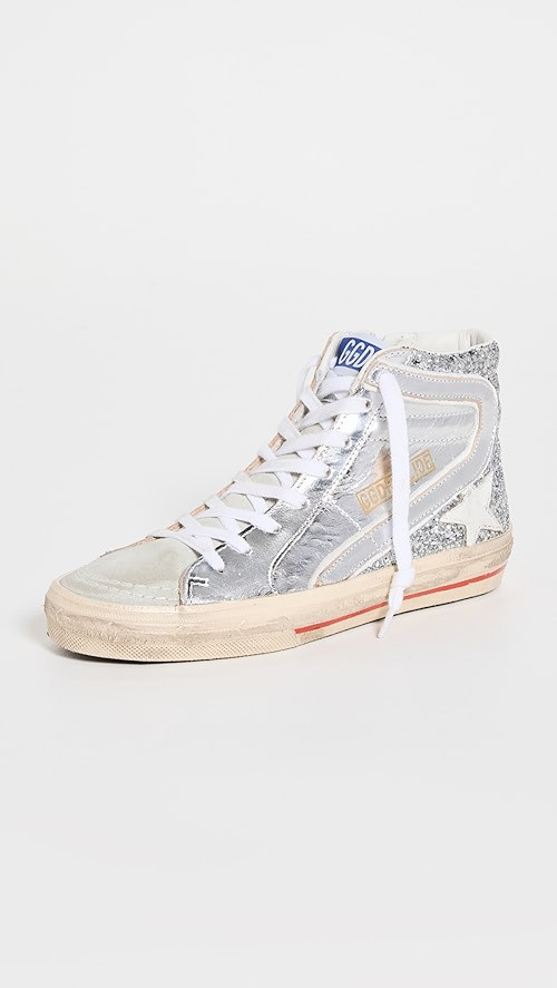 Golden Goose Slide Suede Toe Laminated and Glitter Sneakers | SHOPBOP | Shopbop