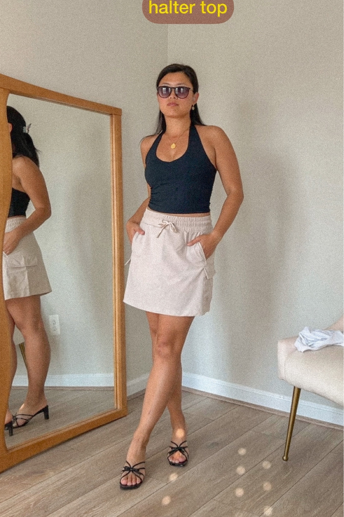 Halter top, Klassy network, cargo skirt, skort, black strap sandals, y2k, summer style, summer outfit

#LTKSeasonal #LTKFind #LTKstyletip