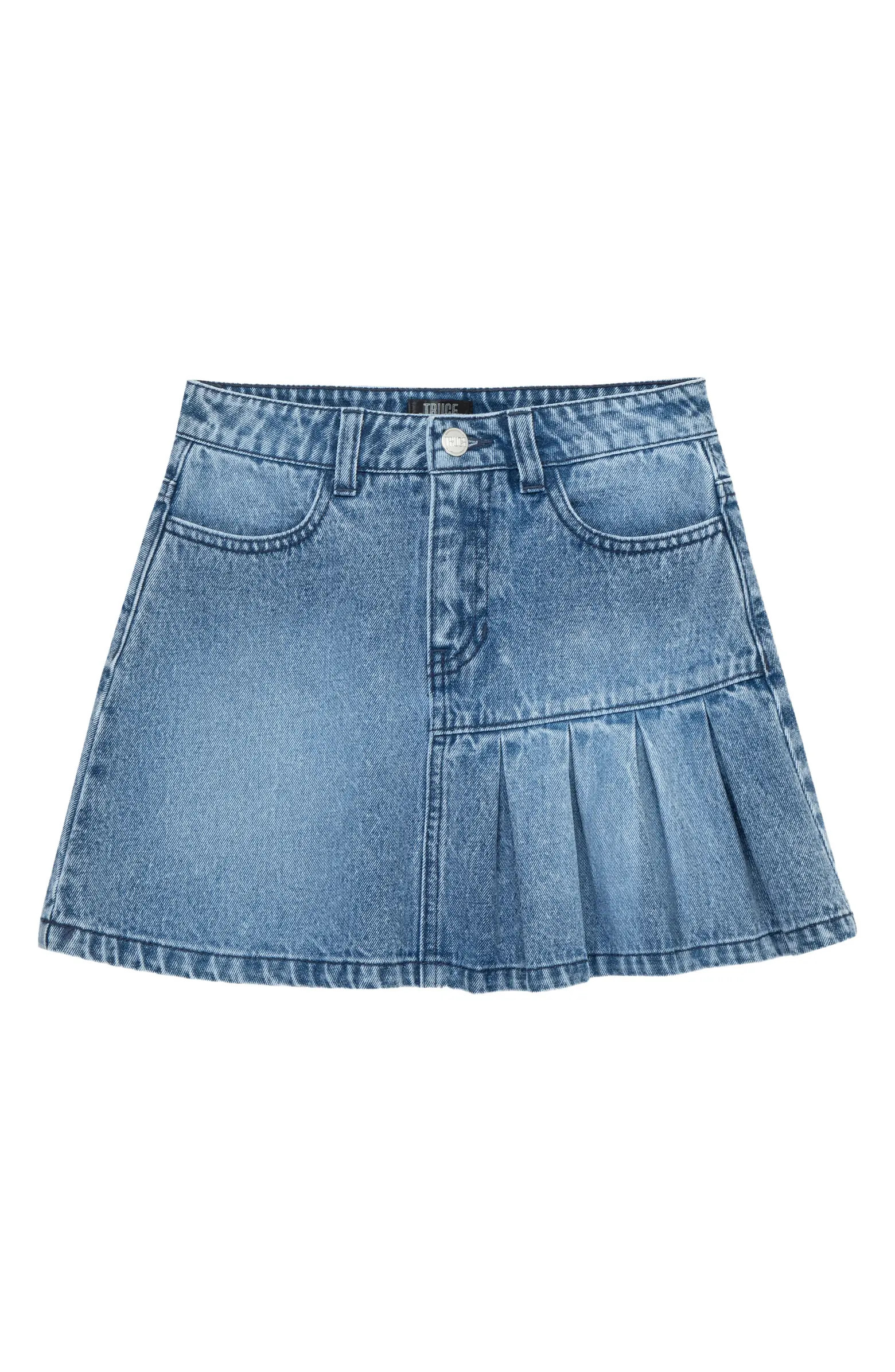 Kids' Half Pleated Denim Skort | Nordstrom