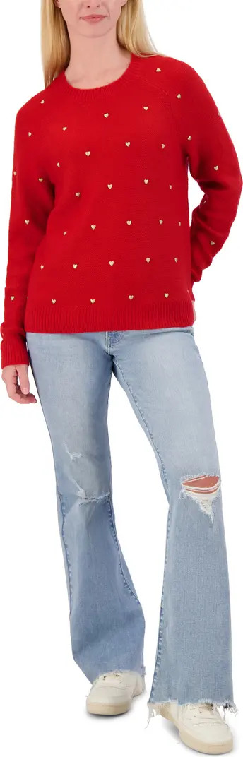 Lucky Brand Heart Stud Crewneck Sweater | Nordstromrack | Nordstrom Rack