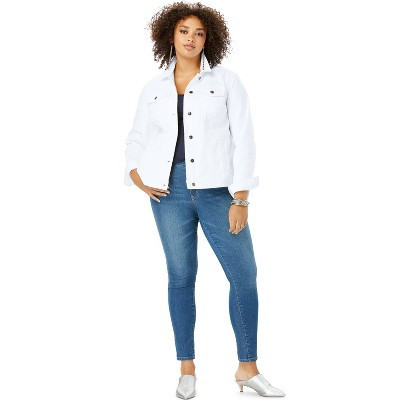 Roaman's Plus Size Classic Stretch Denim Jacket - 30 W, White | Target