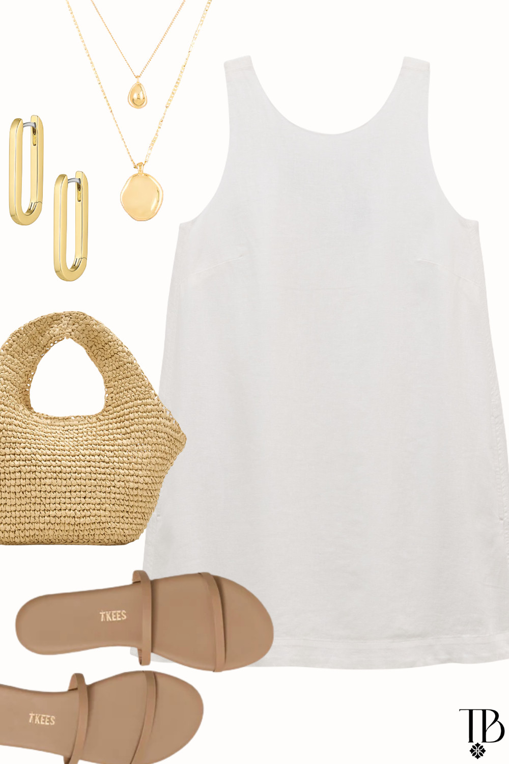 Effortless summer dressing at its finest ☀️🤍 A breezy white dress, woven bag, and gold jewelry is a combo that never misses. #LTKStyle #SummerDress #VacationStyle #CoastalChic #LTKFinds ✨🌾👜 

 