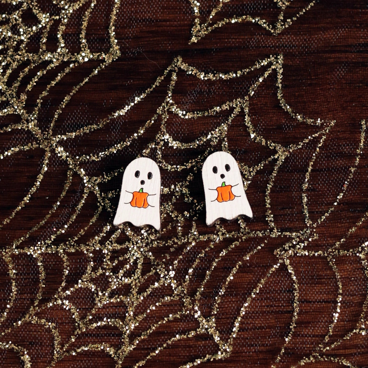 Ghost Orange Pumpkin Stud Earrings | Le Chic Miami