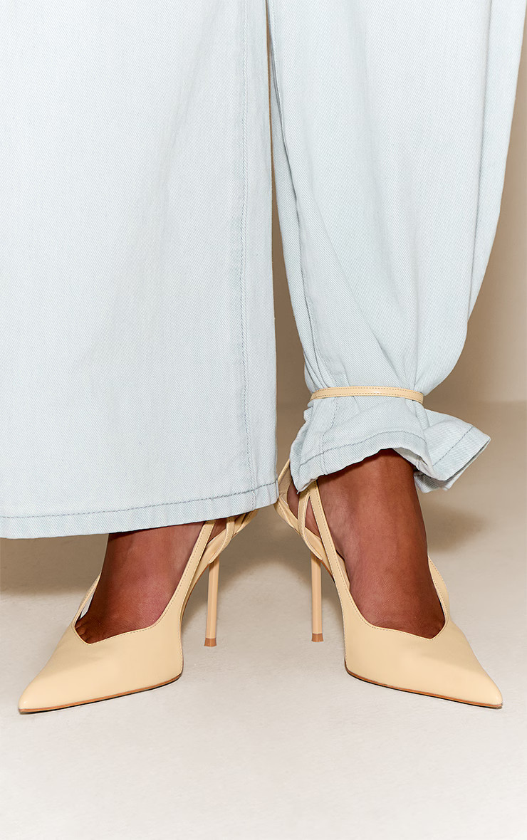 Almond Oil Cut Out Strap High Stiletto Heeled Courts | Pretty Little Thing (Australia & New Zealand)