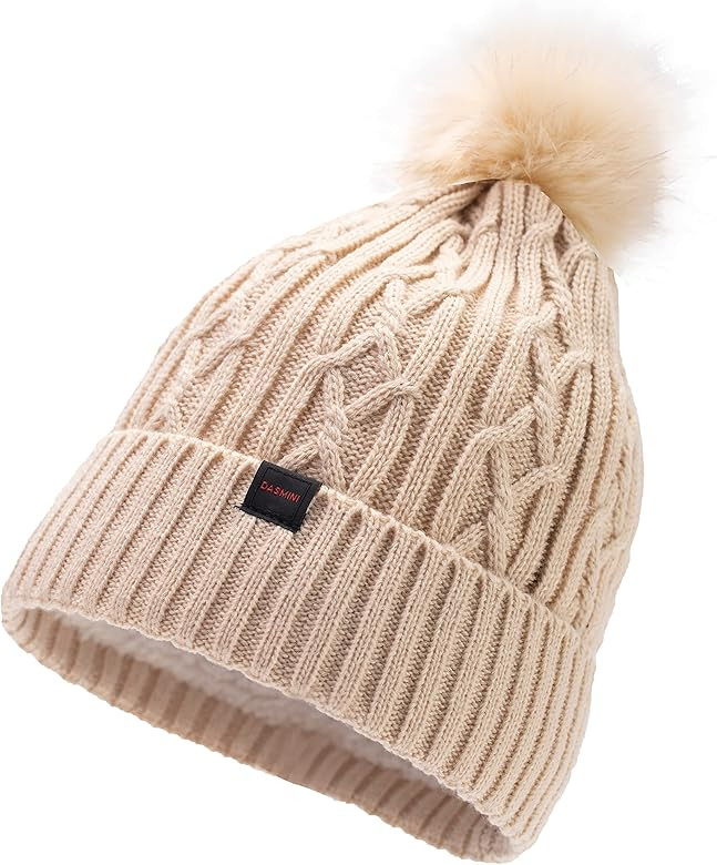 DASMINI Women/Girls Thick Warm Winter Hat & Infinity Scarf Set with Faux Fur Pom Knit Beanie Skul... | Amazon (US)