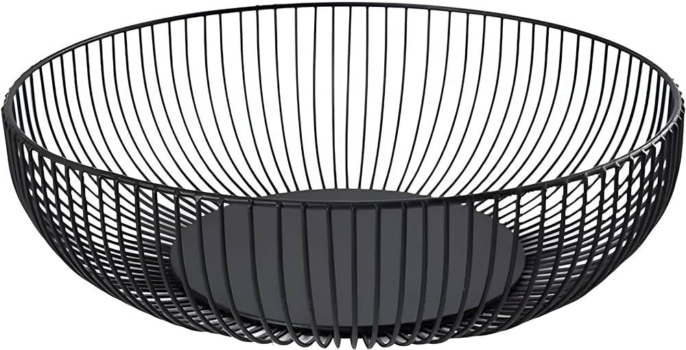 Metal Wire Countertop Fruit Bowl Basket Holder for Kitchen | Black Modern Home Storage Decor Stan... | Amazon (US)