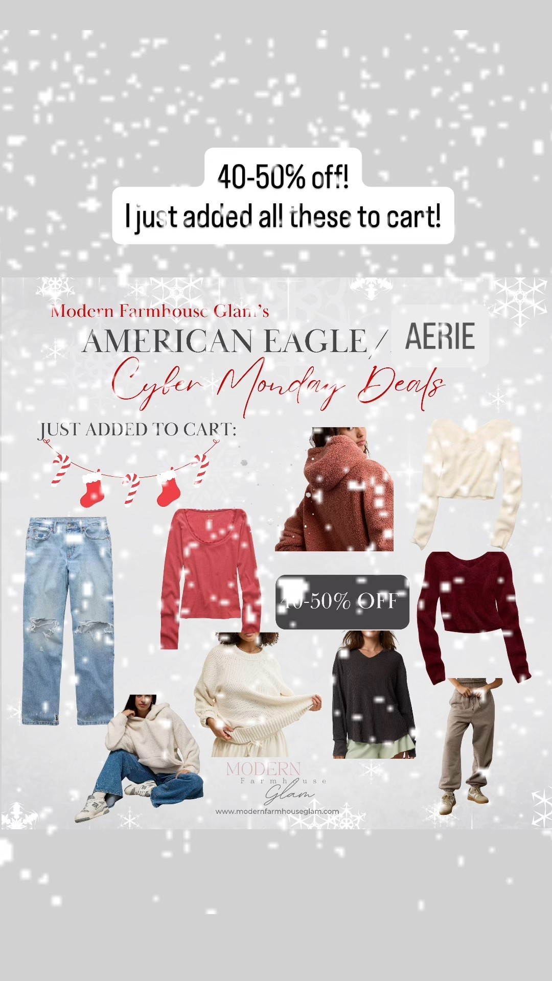 American Eagle Aerie cyber Monday deals 40 to 50% off! I just added all these to cart!

Jeans, sweaters, tops, sweatpants, joggers, Christmas gift ideas teenagers 


#LTKSaleAlert #LTKCyberWeek #LTKGiftGuide