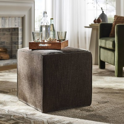 Lynwood Square Upholstered Cube Light Brown - Threshold™ designed with Studio McGee, Fully Assembled | Target