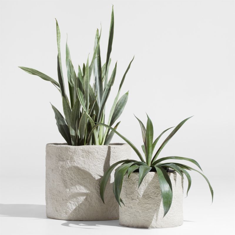 Chesil Natural Faux Stone Planters | Crate & Barrel | Crate & Barrel