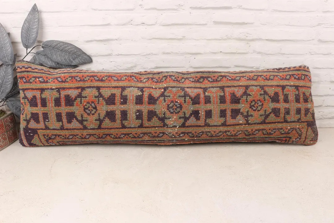 Boho Pillow Sham Cover, Ethnical Kilim Rug Pillow, 12x42 Kilim Pillow Cover, Antique Pillows, Blu... | Etsy (US)