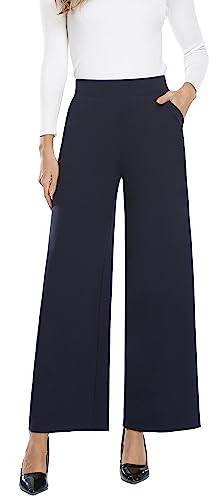 MISS MOLY Wide Leg Pants for Women Business Long Palazzo Pants Trousers Dress Pants Navy 2XL | Amazon (US)